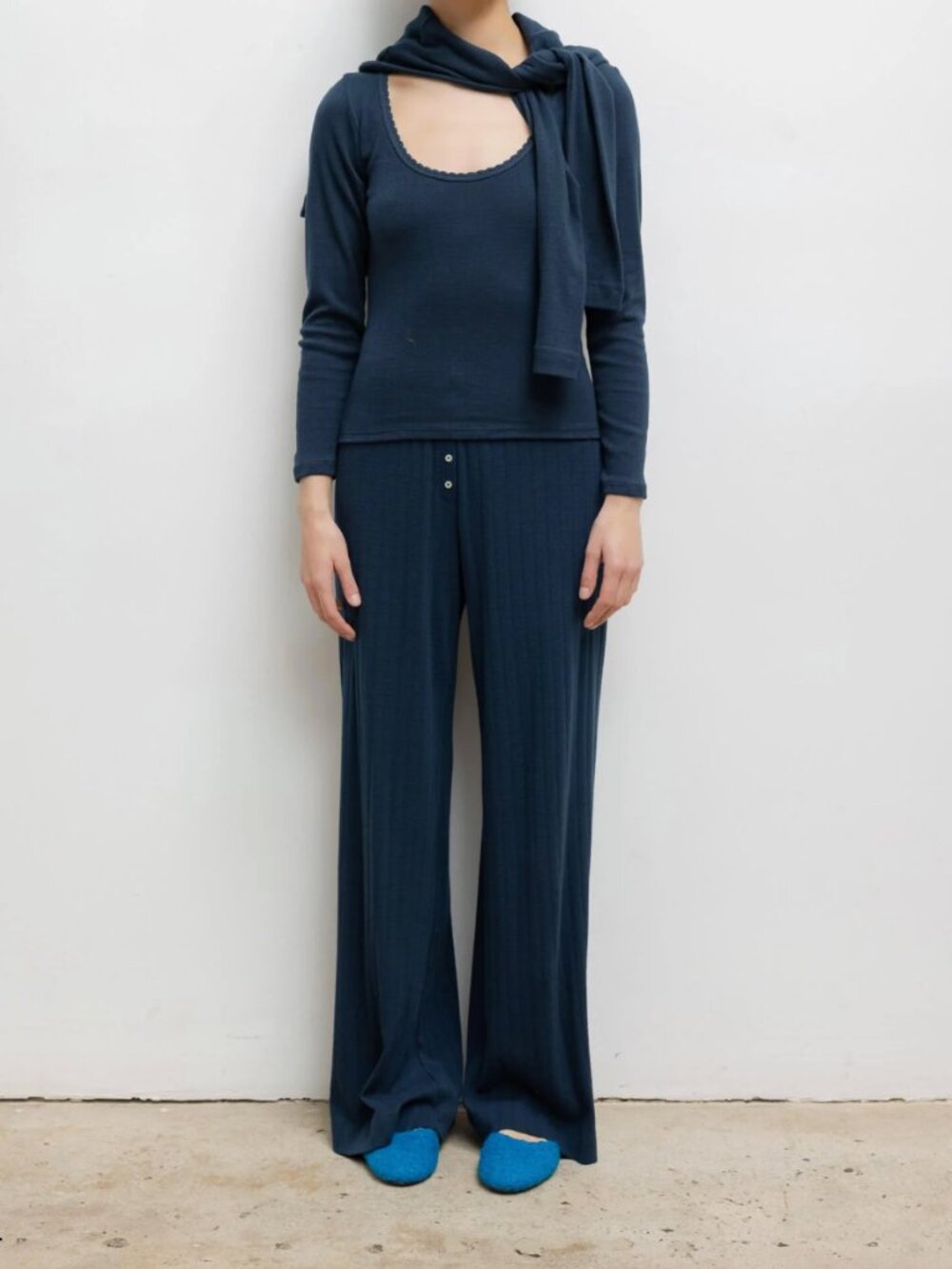 Leset Pointelle Boxer Pant Navy